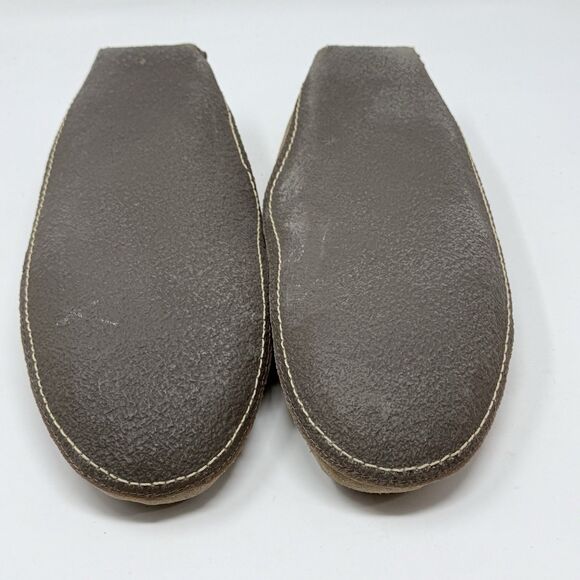 LL Bean Slippers Mens 12 M Brown Suede Shearling Lined Comfort Indoor Outdoor